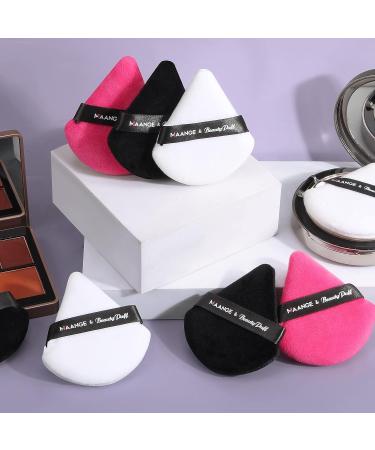 MAANGE 6 Pcs Triangle Makeup Puff Set for Loose Powder - Soft Face Body Foundation Puffs - Triangular Design for Contouring - 3 Black + 3 White - Buy Online on GoSupps.com