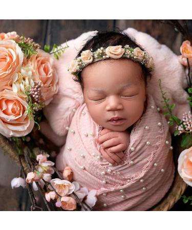 M&G House Newborn Photography Wrap | Handmade Pearl Decor Blanket for Baby Photo Props | 35.5 X 67 inch Outfit for Newborn Photo Shoots | Baby Photoshoot Props (Snow Powder) - Buy Online on GoSupps.com