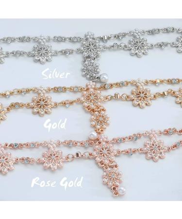 Bohemian Floral Headband Hair Jewelry for Women and Girls - Silver Elastic Head Chain - Buy Online on GoSupps.com