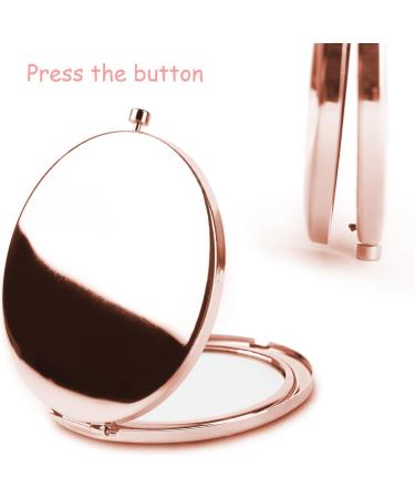 Rose Gold Compact Mirror with 2x 1x Magnification - Portable Double Sided Makeup Mirror for Women, Mothers, Kids - Great Gift (Flower Pig) - Buy Online on GoSupps.com