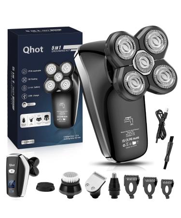 Qhot Head Shavers for Men 2023 Upgraded 6 in 1 Cordless Waterproof Head Electric Shaver for Bald Men (S5)