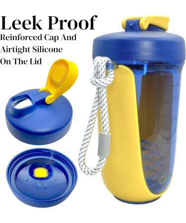 Qavi Protein Shaker Bottle - 590ml Yellow | Stainless Steel Mixing Ball | BPA-Free Tritan Material | Leakproof & Odourless - Buy Online on GoSupps.com