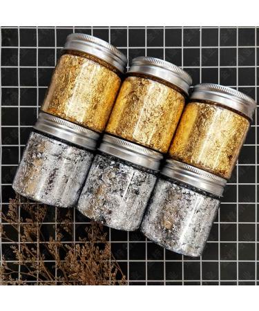 Nuobesty Glitter Powder Leaf - Gold & Silver Flakes for Nail Art Makeup Cakes - 2 Pieces - Buy Online on GoSupps.com