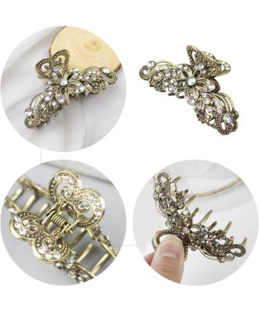2 Pieces Vintage Hair Clips Shiny Rhinestone Hair Clips Ladies Retro Flower Grippers Anti-Slip Hair Clips Fashionable hair accessories Suit for Girls and Women(Gold Silver) - Buy Online on GoSupps.com