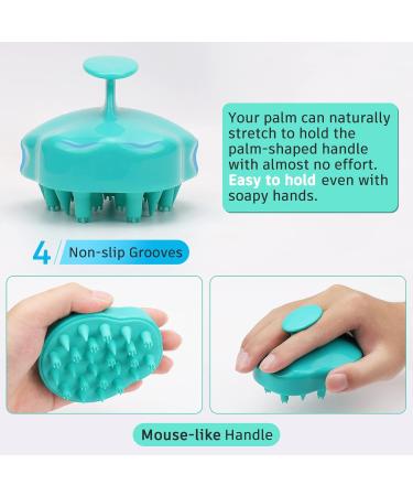 Fretech Scalp Massage Brush - 2 Silicone Bristle Types for Sensitive Scalps Hair Growth & Gentle Cleansing - Green - Buy Online on GoSupps.com