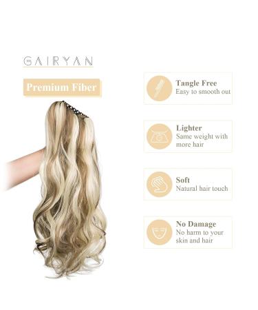 50cm Curly Claw Clip Ponytail Extensions - Ashblond & Bleached Blonde Synthetic Hair for Women | Long Wavy Braid Hair Extensions - Buy Online on GoSupps.com