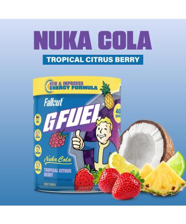 G Fuel Nuka Cola 2.0 Energy Powder Sugar Free Clean Caffeine Focus Supplement Water Mix Tropical Citrus Berry Flavor Focus Amino Vitamin + Antioxidants Blend - 9.6 oz (40 Servings) - Buy Online on GoSupps.com