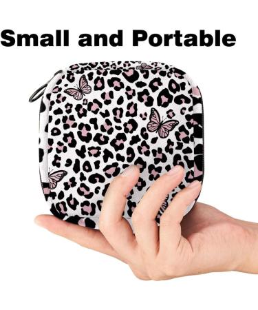 Rosa Leopard Butterfly Menstrual Pad Storage Bag - Portable Zip Pocket for Teens & Women - Buy Online on GoSupps.com