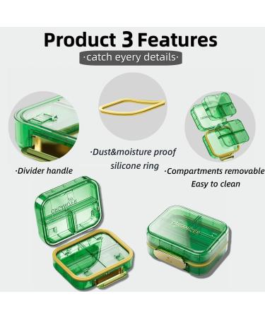 Weekly Pill Organizer - 7 Compartment Portable Moisture-Proof Travel Case for Vitamins Supplements & Medication - Green - Buy Online on GoSupps.com