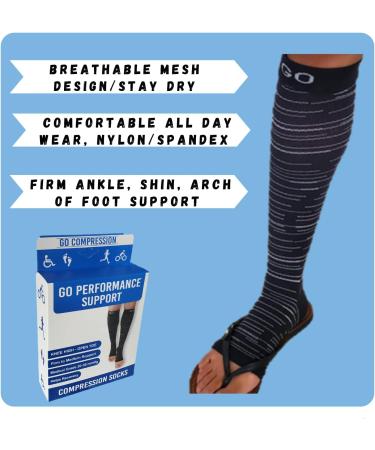 Shop Women's Open Toe Compression Socks 20-30 mmHG Knee High - Toeless Compression Stockings for Men & Women - Black & White Large - Buy Online on GoSupps.com