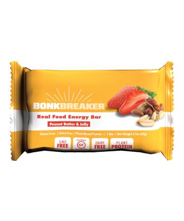 Bonk Breaker Real Food Energy Bars, Gluten Free, Dairy Free, Non-GMO Ingredients to Support Performance, 1 Box of 12 Bars, Peanut Butter & Jelly