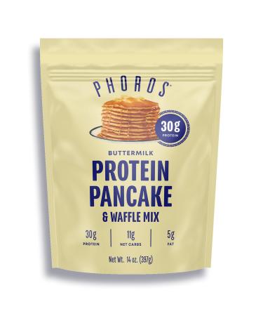 Protein Pancake Mix & Protein Waffle Mix by Phoros Nutrition 30g of Protein Low Carb High Protein Keto-Friendly Whey Protein Whole Grain Oats Whole Wheat Pancakes Just Add Water (Buttermilk)