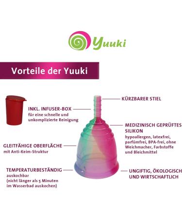 Menstrual Cup YUUKI Soft Rainbow Line Large - Medical Silicone with Cleaning Cup | Eco-Friendly Comfortable and Reusable - Buy Online on GoSupps.com