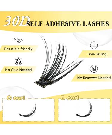 Lankiz Self-Adhesive Eyelashes - 160pcs No Glue Required DIY 30-Day Reusable Individual Eyelash Clusters - Buy Online on GoSupps.com