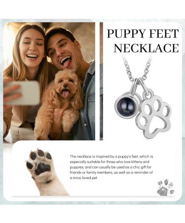 lorajewel Photo Necklaces Personalised Necklaces For Women Projection Necklace Pet Dog or Cat Paw Print Pendant Memorial Necklaces Christmas Birthday Gift For Girl Lover Silver - Buy Online on GoSupps.com