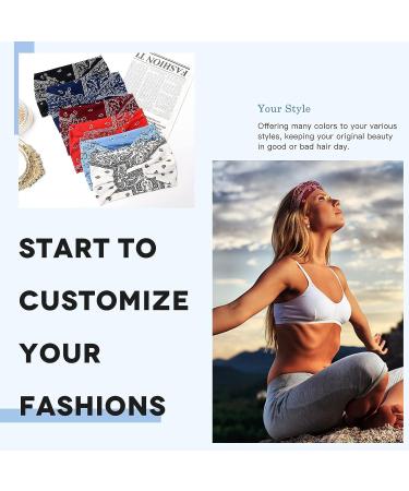Wide Bandana Headbands for Women - Large Turban Head Wraps Floral Elastic Yoga Hair Bands - 6 pcs Set - Buy Online on GoSupps.com