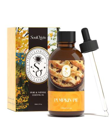 Autumn Pumpkin Pie Essential Oil 120ml (4 Fl Oz) Natural Fall Fragrance Oils for Aromatherapy Essential Oil Diffuser Fragrance Lamps Humidifier Massage Candle Making
