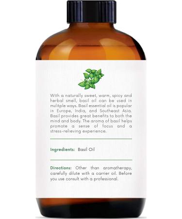 Pure Basil Essential Oil - 100% Natural Therapeutic Grade - 4 Fl Oz with Dropper - Buy Online on GoSupps.com