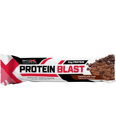 BioX Protein Blast Protein Bars | Protein Bar with Candy Bar Taste | 22g Protein Low Sugar | All Natural Protein Bar Ingredients | Box of 12 Bars (Chocolate Chip Fudge) - Buy Online on GoSupps.com