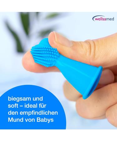 Buy Wellsamed Finger Toothbrush for Babies - Gentle Cleaning for First Milk Teeth - Blue 1 Pack - Buy Online on GoSupps.com