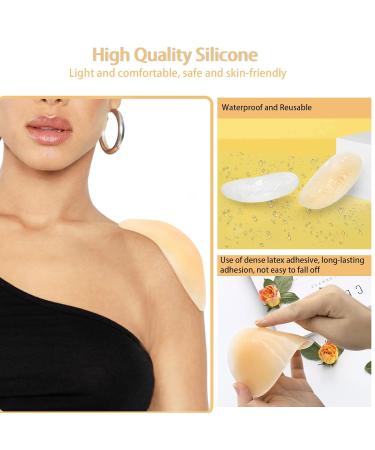 Silicone Shoulder Pads for Women | Washable Anti-Slip Push-Up Pads - 2 Pairs Invisible & Breathable Enhancers (Light Pink & Clear - Buy Online on GoSupps.com