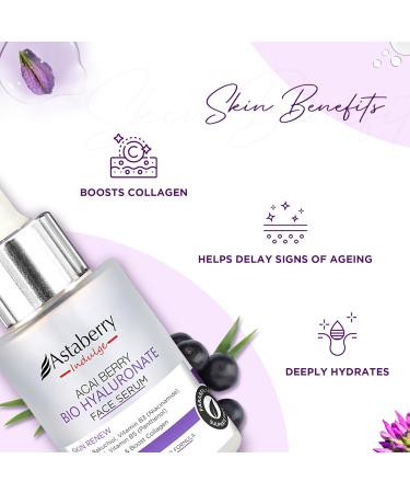 Acai Berry Anti Aging Facial Serum - Hyaluronic Acid Bakuchiol Niacinamide for Firming & Smoothing Skin - Buy Online on GoSupps.com