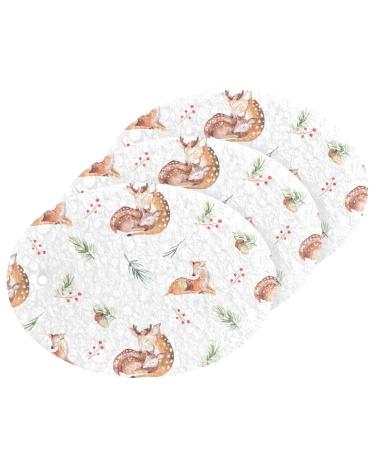 3-Pack Cleaning Kitchen Sponges Oval Sika Deer Leaves Kitchen Cellulose Dishwashing Wood Pulp Cotton