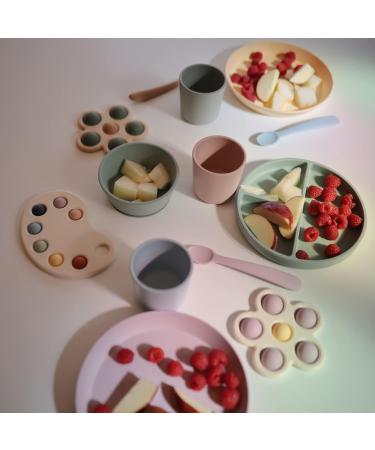 Mushie Silicone Baby Feeding Spoons - Set of 2 | Food Grade Silicone | Dishwasher Safe | Blush/Shifting Sand - Buy Online on GoSupps.com