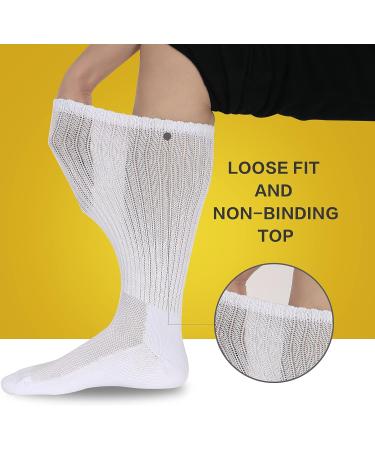 Athlemo Men's Bamboo Diabetic Socks 9-11 White (6 Pairs) | Loose Fit Circulation Crew, Seamless, Breathable & Odor-Free - Buy Online on GoSupps.com