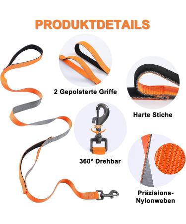 Demigreat 1.5m/3m/5m Dog Leash - Robust Long Training Line with Padded Handle for Small to Large Dogs - 10ft Orange - Buy Online on GoSupps.com