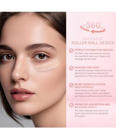 Eye Serum For Dark Circles, 8% Caffeine 8% Retinol Eye Cream Anti Aging With 360 Massage Ball For Puffiness, Under Bags And Fine Lines(2 PCS) - Buy Online on GoSupps.com