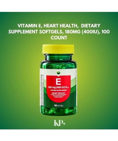 KP+ Vitamin E 180 mg (400 IU) | Supports Heart & Immune Health | Gluten Free | 100 Softgels | Pack of 1 - Buy Online on GoSupps.com
