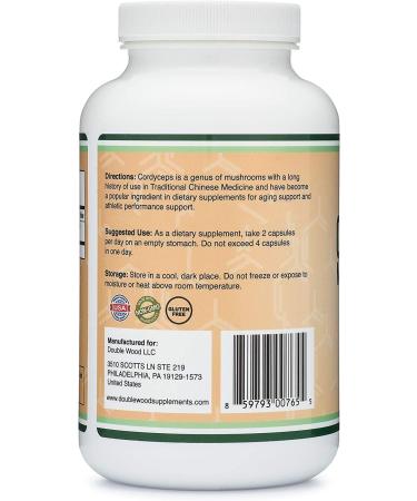 Cordyceps Capsules 210 Count - 3.5 Month Supply | 1000MG Cordyceps Sinensis Mushroom Extract with 7% Polysaccharides for Overall and Aging Support by Double Wood - Buy Online on GoSupps.com