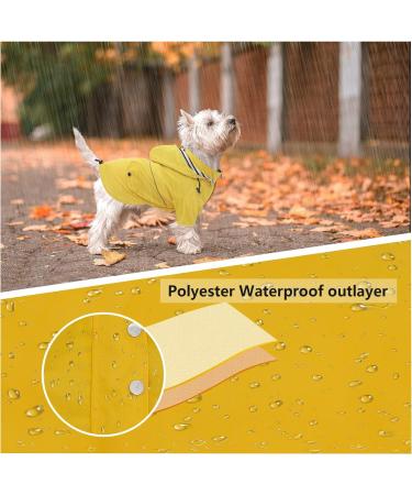 Pethiy Premium Waterproof Dog Raincoat - XXL Yellow Rain Jacket with Removable Hood & Reflective Buttons for Dogs - Buy Online on GoSupps.com