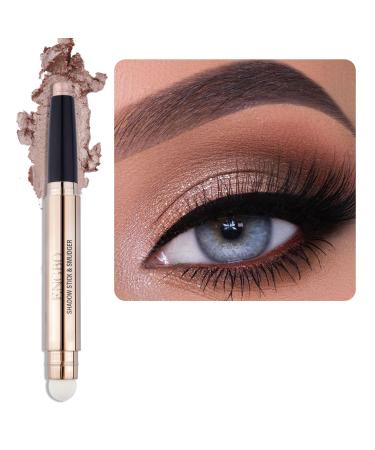 Enfuntins Shimmer Cream Eyeshadow Stick Eye Brightener Stick Glitter Eyeshadow Crayon Pencil with Soft Smudger Long Lasting Waterproof Highlighter Eye Shadow Makeup (03 Rose Gold Shimmer)