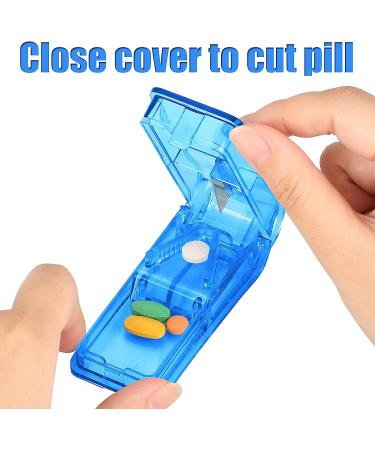 Pill Cutter Professional Stainless Steel Blade - Safety Pill Splitter for Small and Large Pills - Medication Divider in Blue - 2Count - Buy Online on GoSupps.com