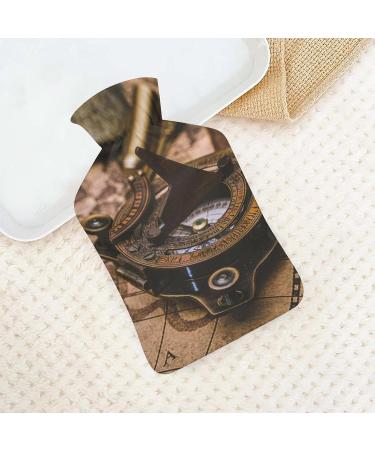 Retro Compass Hot Water Bottle with Plush Cover - Ideal Bed Warmer for Adults & Kids | 26.5x15.3cm | International Shipping - Buy Online on GoSupps.com