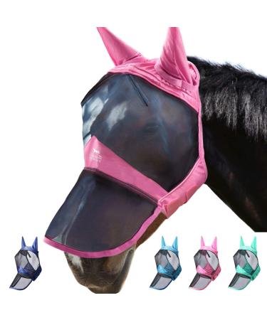 Harrison Howard Caremaster Pro Luminous Horse Fly Mask Large Eye Space Long Nose with Ears UV Protection for Horse Pink (s) Pony (s) pink - Buy Online on GoSupps.com