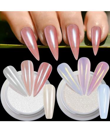 White Pearl Chrome Nail Powder - Aurora Ice Shimmer Pigment for Nails | Mirror Effect Glitters for DIY Nail Art | Perfect Gifts for Women - Buy Online on GoSupps.com
