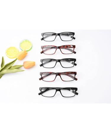 Eyekepper 5-Pack Classic Spring Hinge Reading Glasses - 3 Black 2 Tortoiseshell - 2.25 Diopters - Stylish Sun Reading Glasses for All Ages - Buy Online on GoSupps.com