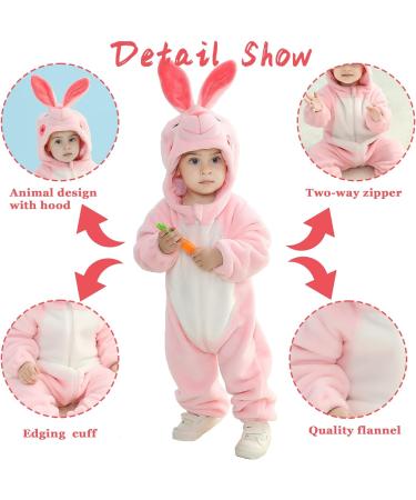 Doladola Baby Cartoon Animal Hooded Onesie Pajamas Romper (0-3 Months) - Rabbit Design - Buy Online on GoSupps.com