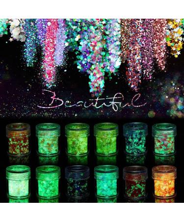 Epoxy Mold Jewelry Glow in The Dark DIY Beauty 24 Colors Nail Art Glitter Luminous Nail Powder Hexagon Sequins Neon Sequins(19) - Buy Online on GoSupps.com