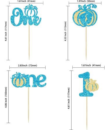 Gyufise 24Pcs Pumpkin One Birthday Cupcake Toppers Pumpkin Baby Boy 1st Birthday Cupcake Picks Pumpkin Theme Kids First Birthday Cake Decorations for Fall Harvest Baby Shower Party Decorations Blue Style 7 Blue - Buy Online on GoSupps.com