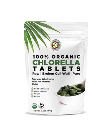 Earth Circle Organics, premium Chlorella tablets, USDA Organic, Kosher, highest potency, pure Chlorella raw superfood, cracked cell wall, high in protein, no additives or fillers - 400 Tablets 400 Count (Pack of 1)