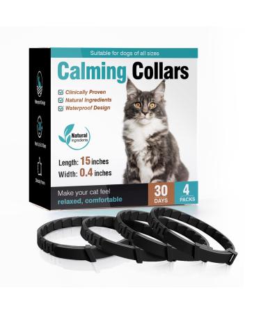 Calming Collar for Cats 4 Pack Calming Cat Collars Anxiety Relief Lasts 30 Days Pheromone Collar for Cats Adjustable Appeasing Calming Collar For Kitten Kitty Calm Collar Cat Make Comfortable Relaxed Black