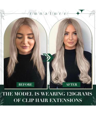 Runature Real Hair Extensions Clip Blonde Short 35cm - Seamless Remy Hair 3pcs 50g Color #19AP60 - Buy Online on GoSupps.com