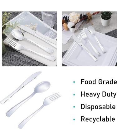 N9R 200pcs Plastic Silverware Set - 100 Forks, 50 Spoons, 50 Knives - Disposable Cutlery for Parties/Everyday Use - Buy Online on GoSupps.com