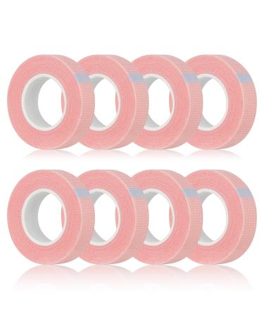 8 Rolls Lash Tape 9m/10 Yard Pink Adhesive Eyelash Tape Breathable Fabric Eyelash Extension Tape Makeup Lash Tape for Eyelash Extensions Supplies