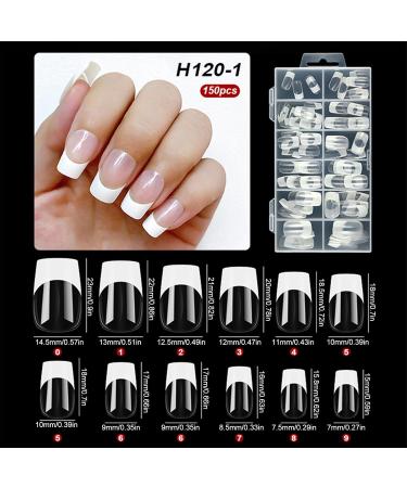 French Tip Press on Nails Soft Gel Fake Square Press on Nails - Shallow Curve Nail Art Tool for Datings Weddings Night Out Parties Caume - Buy Online on GoSupps.com
