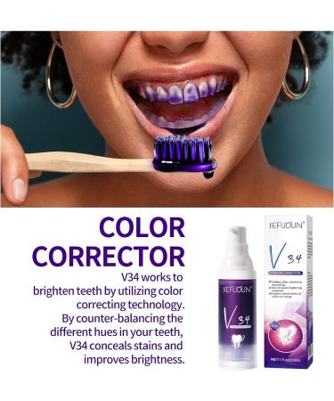 V34 Purple Toothpaste - Color Correction & Stain Removal - 2-Piece Set for Enamel & Sensitivity Improvement - International Shipping - Buy Online on GoSupps.com